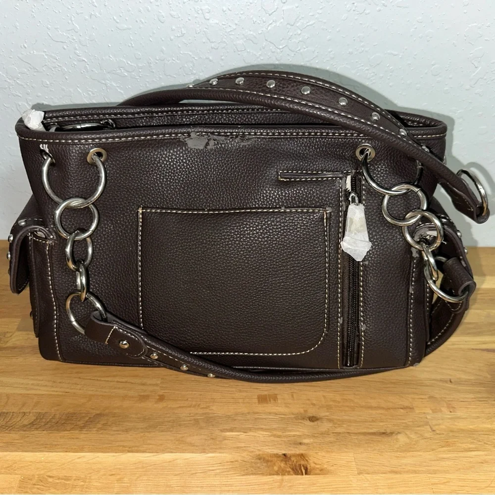 MONTANA WEST Satchel Brown Concealed Carry Shoulder Bag embroidered Read desc - Picture 2 of 12